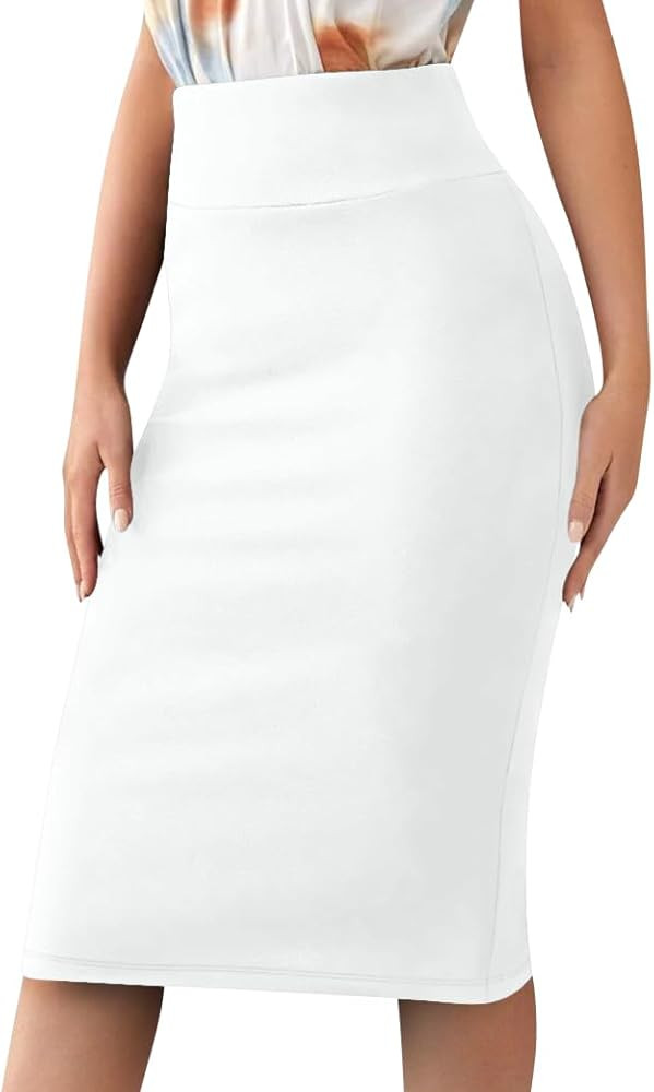 Sweet Hearts Women’s Basic Stretch Pencil Skirt- Regular & Plus Size- Below Knee Office Midi Bo... | Amazon (US)