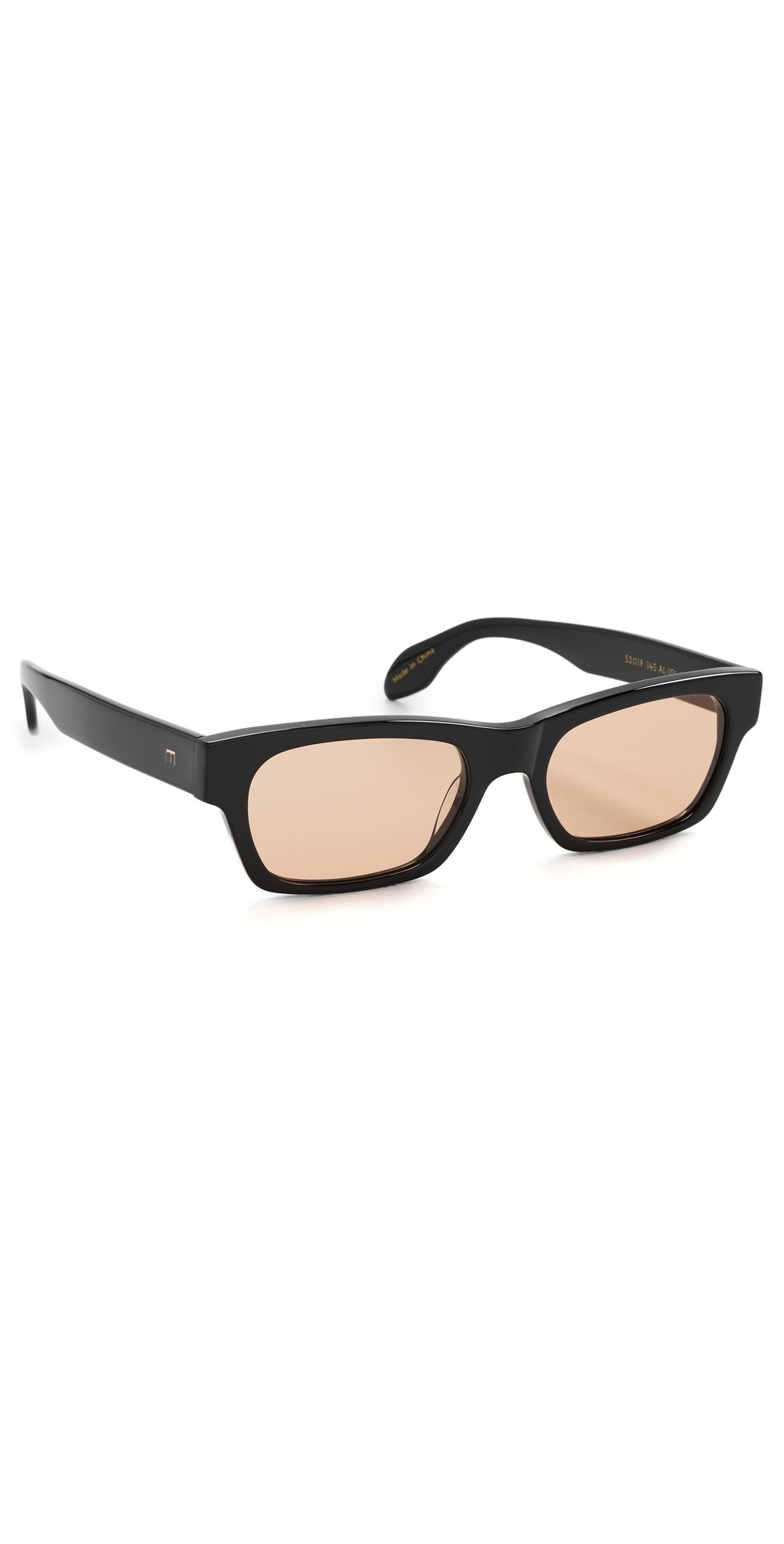 Elisa Johnson Alix Sunglasses Gloss Black Amber Lens One Size | Shopbop