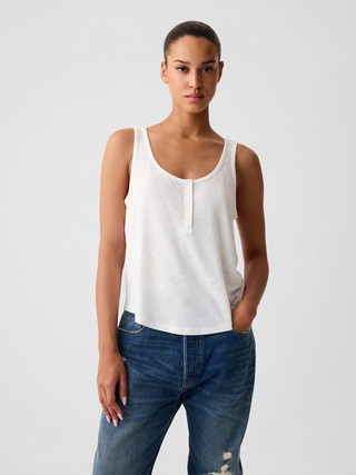 Linen-Blend Henley Tank Top | Gap (US)