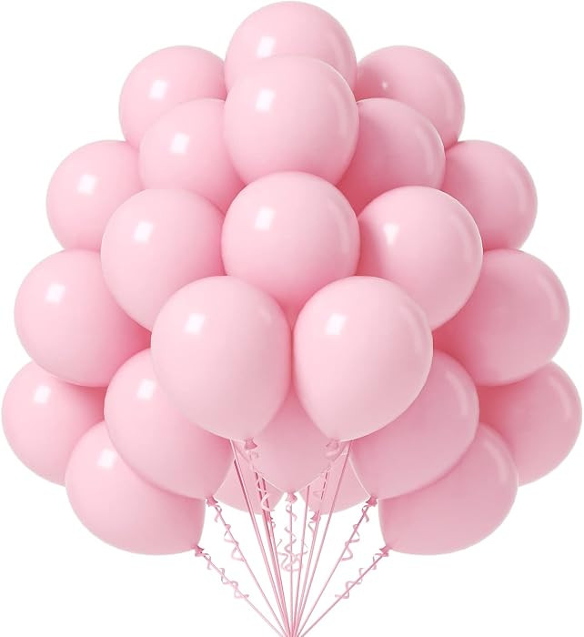 FOTIOMRG Pink Balloons - 12 Inch, 50 Pack Light Pink Latex Party Balloons with Pink Ribbon for Bi... | Amazon (US)