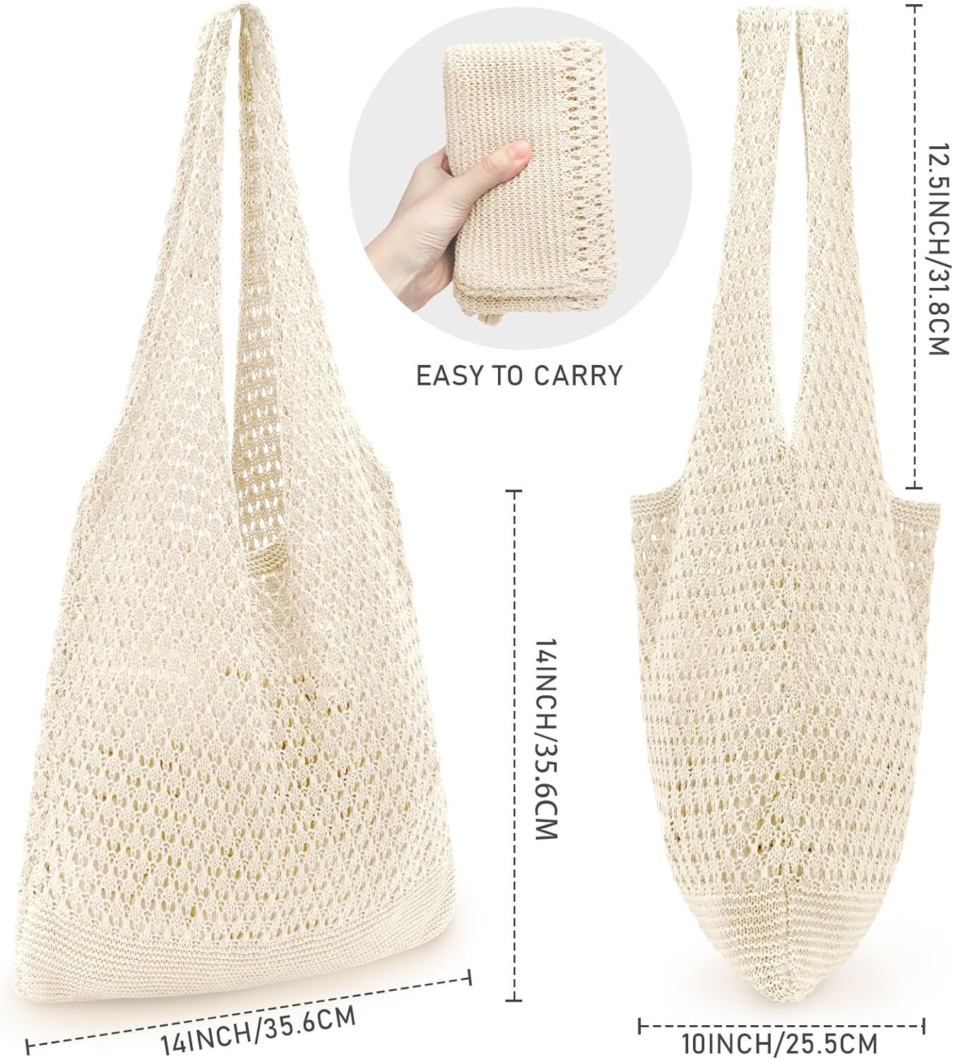 hatisan Crochet Bags for Women Summer Beach Tote Bag Aesthetic Tote Bag Hippie Bag Knit Bag | Amazon (US)