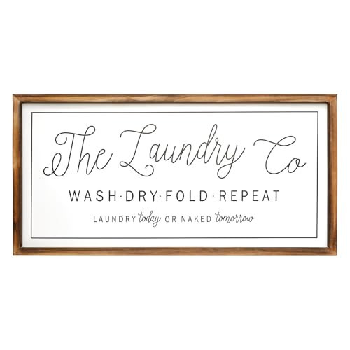 UPPER DECOR Large Laundry Sign for Laundry Room Decor 24''×12'' Farmhouse Laundry Room Wall Decor The Laundry Co Wash Dry Fold Repeat Wooden Sign | Amazon (US)