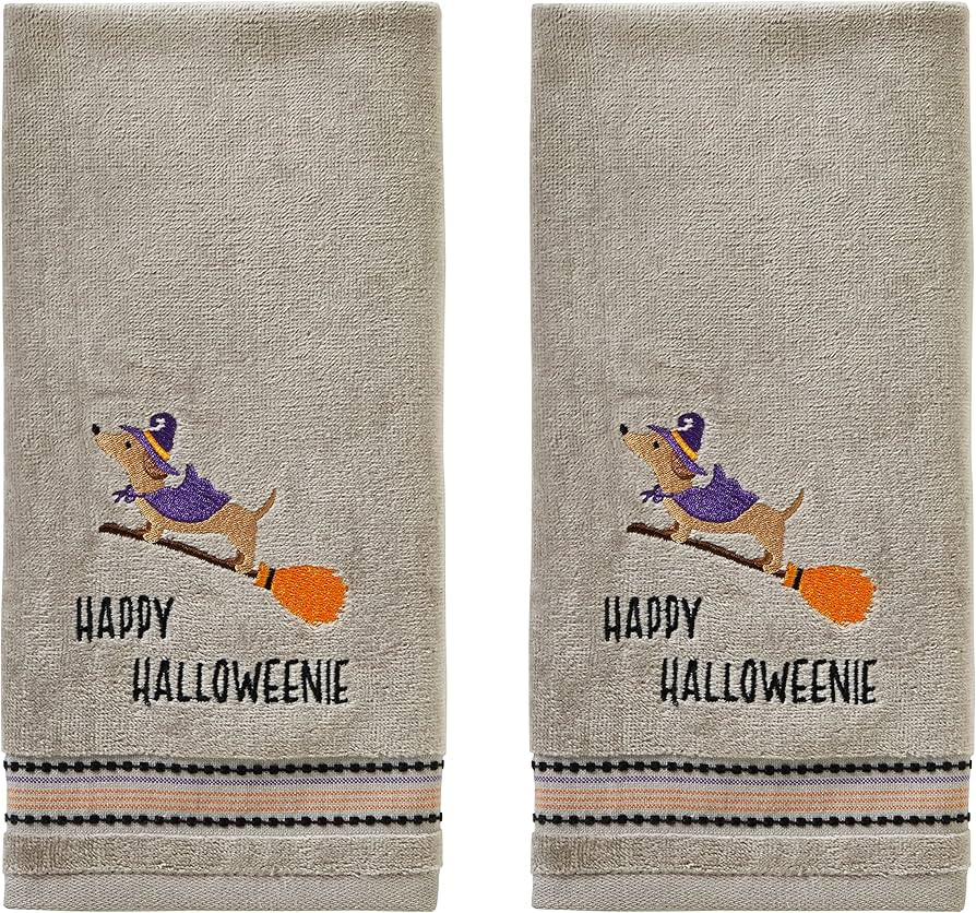SKL Home by Saturday Knight Ltd. Happy Halloweenie Hand Towel (2-Pack), Gray | Amazon (US)