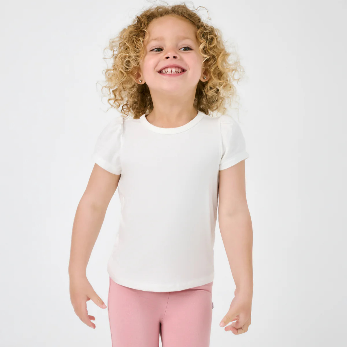 Soft White Puff Sleeve Tee | Little Sleepies