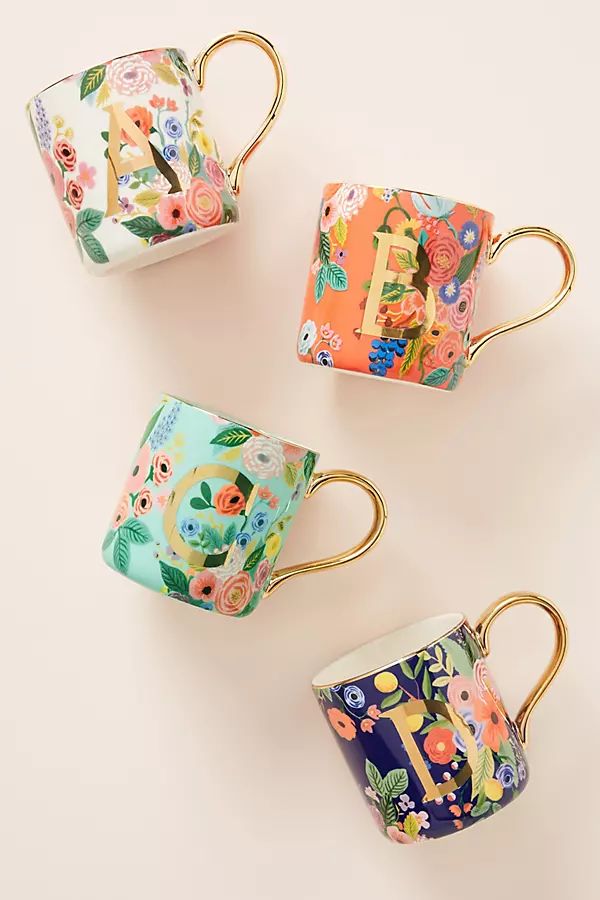 Rifle Paper Co. for Anthropologie Garden Party Monogram Mug By Rifle Paper Co. in Alphabet Size B | Anthropologie (US)