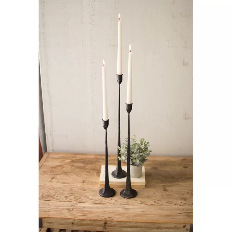 3 Piece Cast Tall Iron Candlestick Set | Wayfair North America