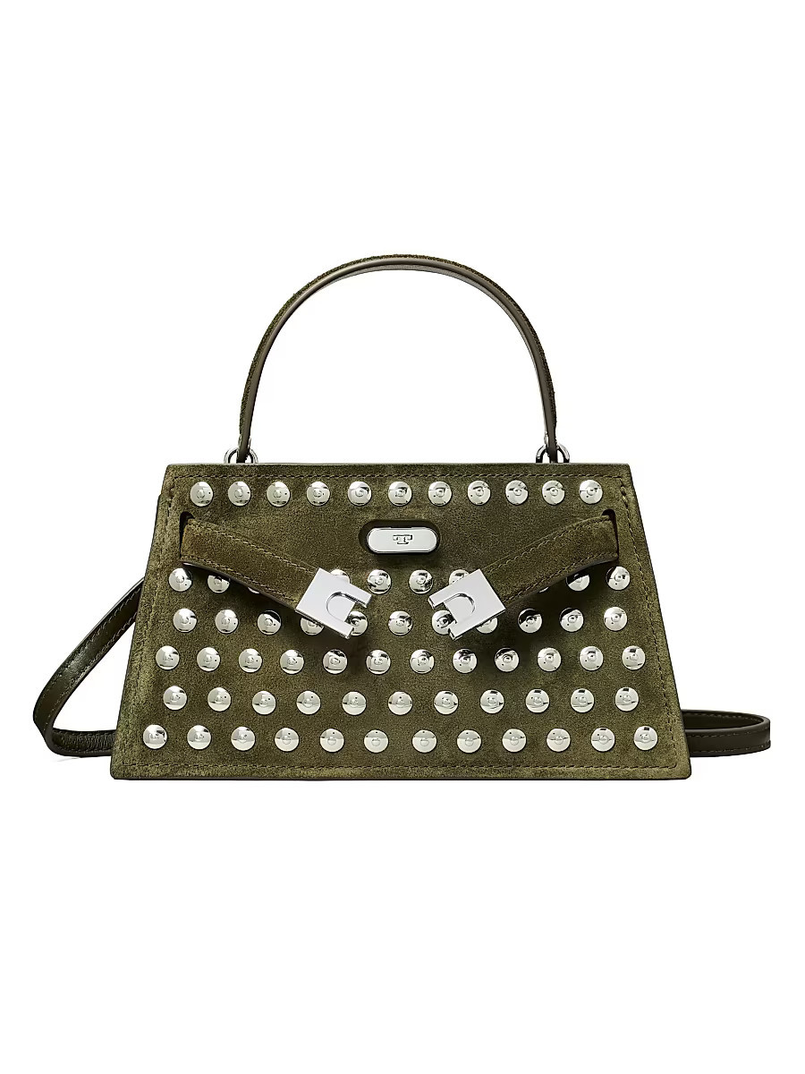 Women's Mini Lee Radziwill Studded Suede Top Handle Bag - Dark Leccio | Saks Fifth Avenue