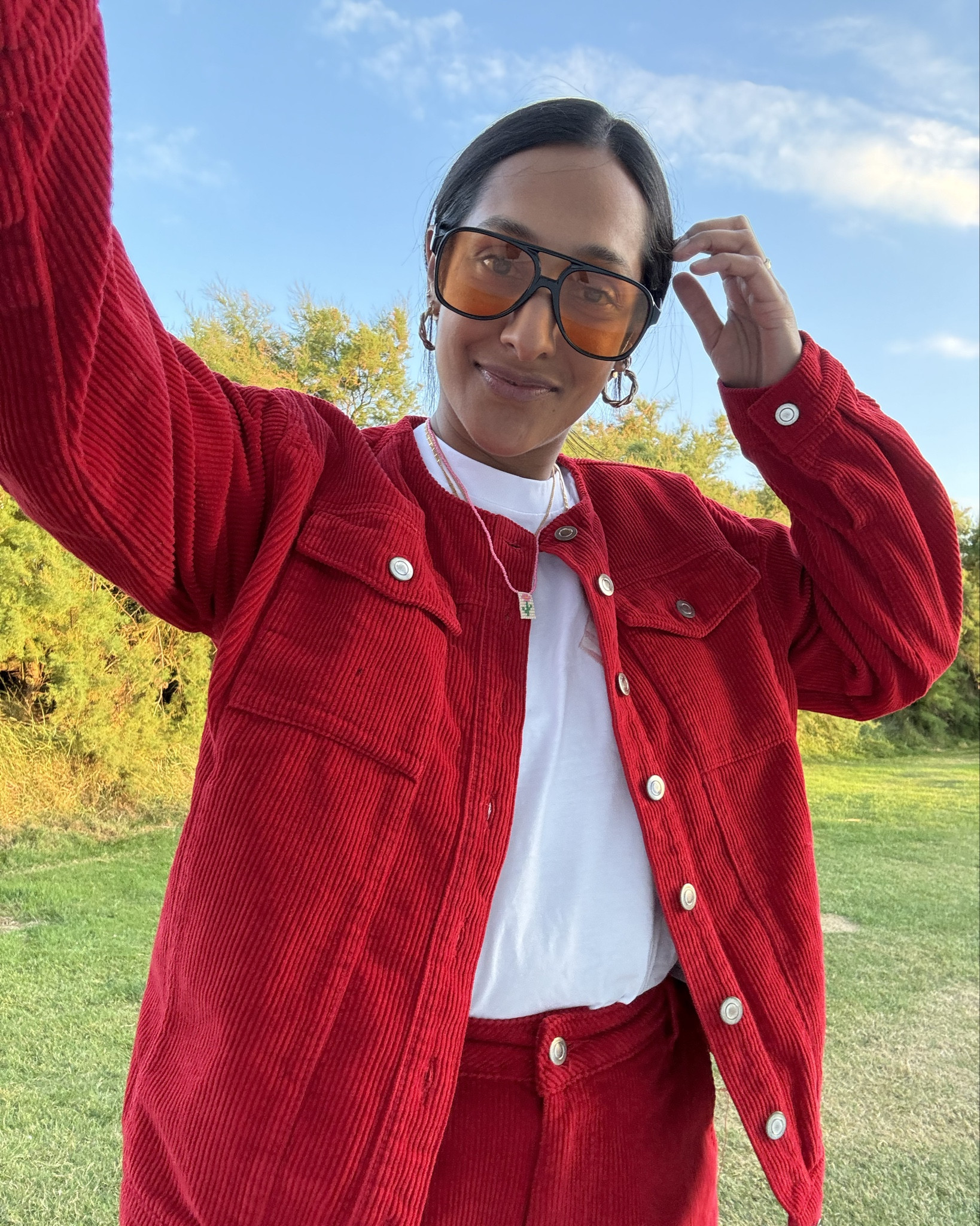 Autumn outfit, transitional outfit, red outfit, red, red trousers, corduroy, Aligne, autumn style, colourful style, dopamine dressing, coordinates, red co-ord, post partum style 

#FashionWeek #LTKstyletip #LTKmidsize