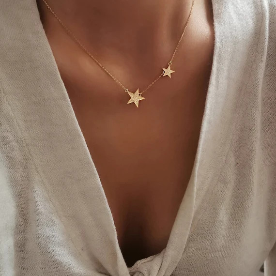 Star Charm Necklace Super Star Necklace Two Star Necklace | Etsy | Etsy (US)