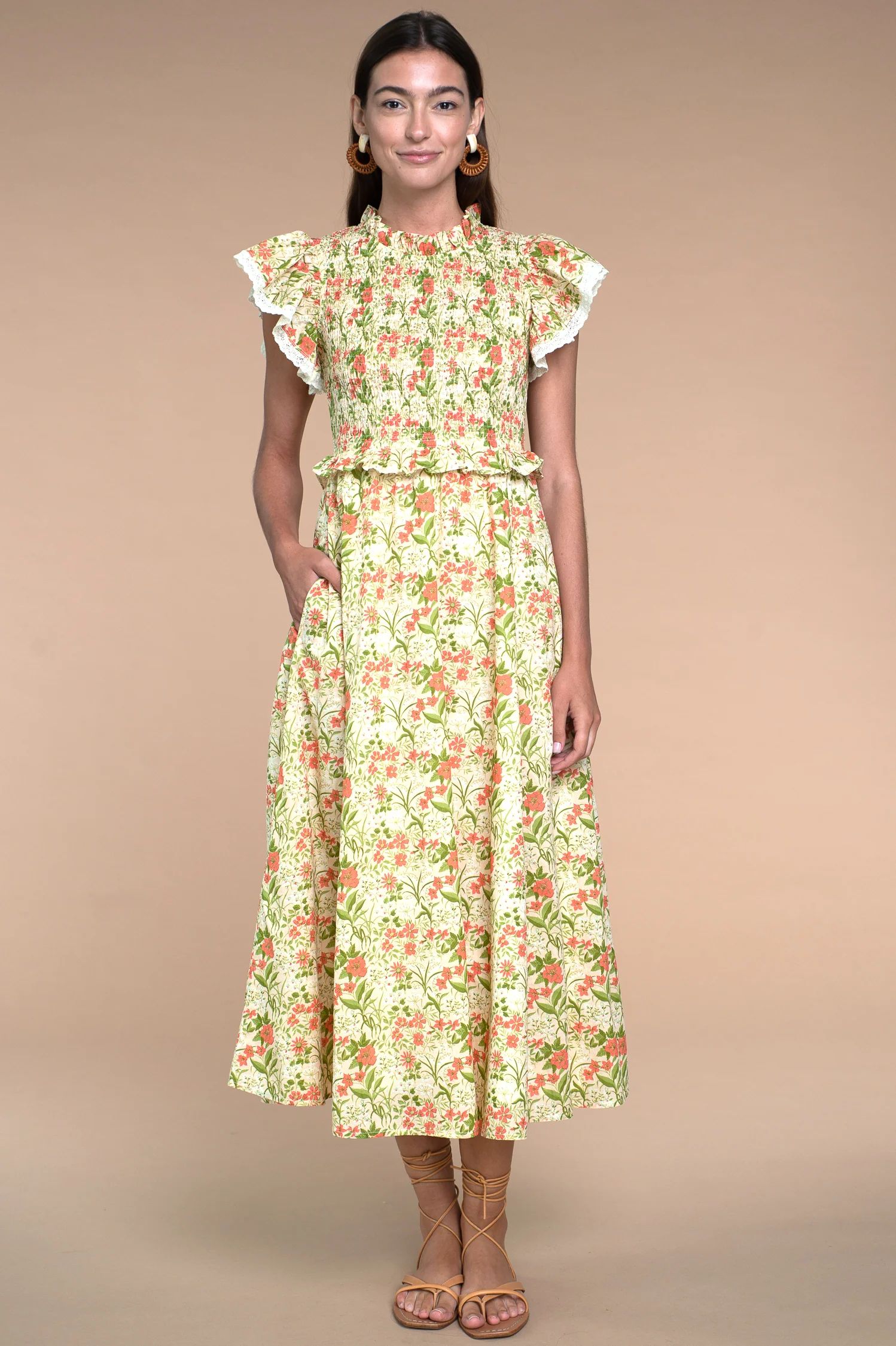 Lila Dress in Bouquet Toss Peach | Olivia James The Label