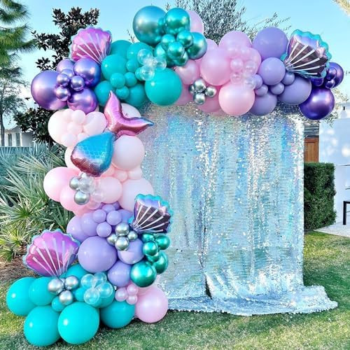 Mermaid Party Balloon Arch Kit, 154Pcs Green Purple Little Mermaid Party Decorations Balloon Garl... | Amazon (US)