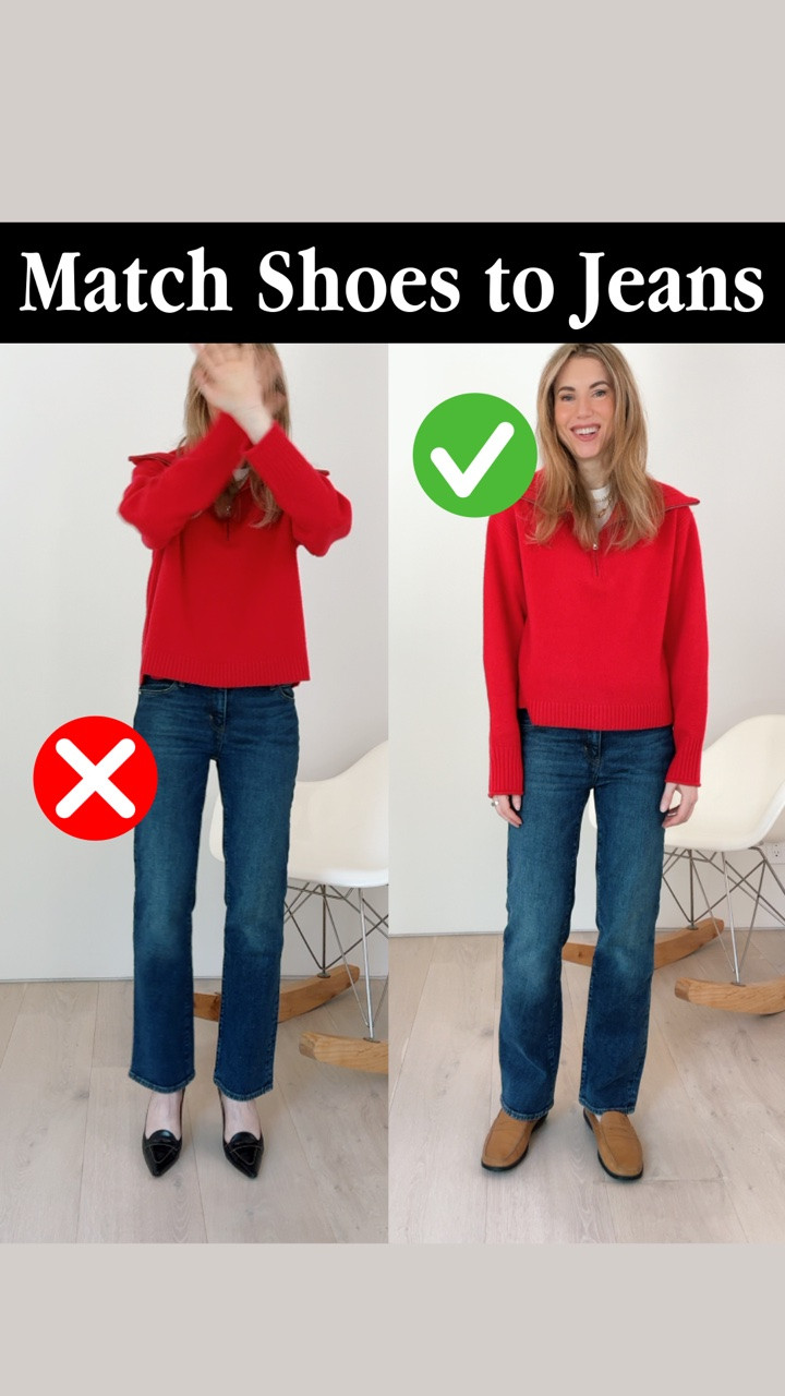 The jeans and shoes from my pairing reel: hems that hit the top of the foot, low profile shoes for wide legs, and something slender under a barrel. My sizing and hemming notes are on each item, and a few pieces I wore are sold out, so I've linked the closest substitutes.

#LTKootd #LTKSeasonal