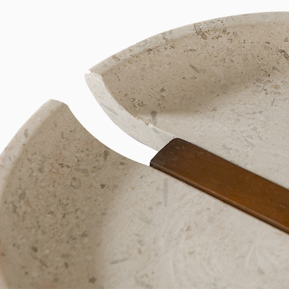 8" Marble & Solid Walnut Decorative Tray | Hernest