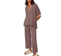 LILLUSORY Womens 2023 Spring Trendy 2 Piece Lounge Sets Cozy Knit Sweater Short Sleeve Slouchy Lo... | Amazon (US)