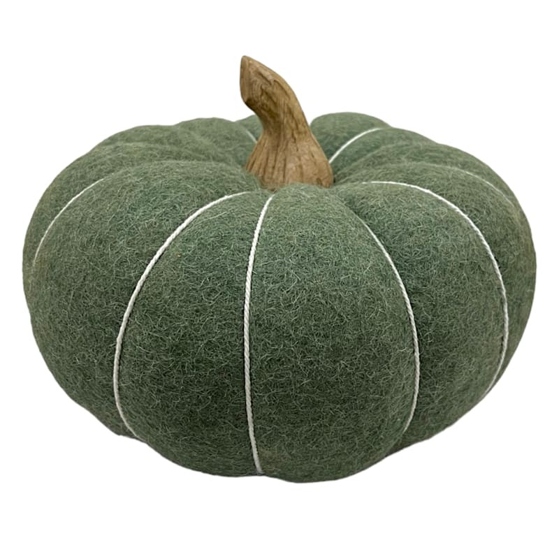 Green Felt Pumpkin, 7" | At Home