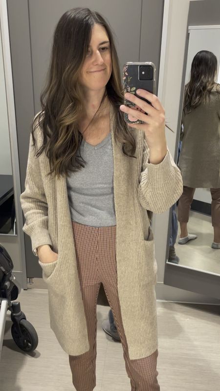 Looooove these brown plaid pants! I just wish they were longer! Also am a big fan of long cardigan sweaters! 

#targetstyle#cardigansweater 

#LTKSeasonal #LTKfindsunder50