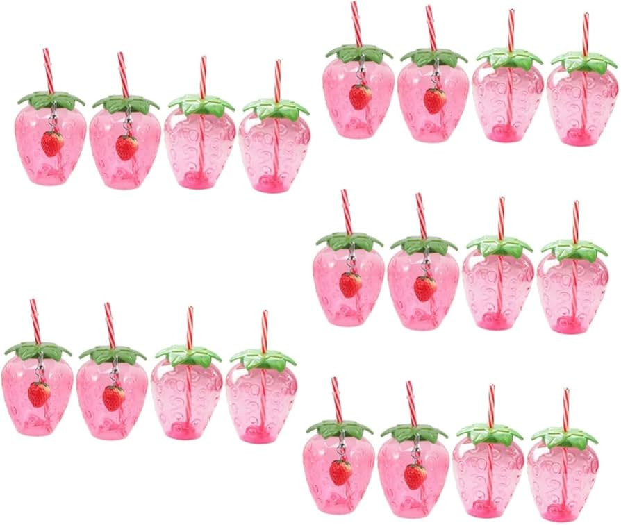 20 Pcs Strawberry Cup Wine Tumbler Straw Lid Cup Drinking Bottle Kids Tumbler Water Storage Cup C... | Amazon (US)