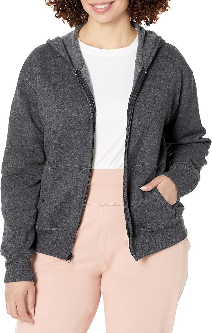Hanes Women's EcoSmart Full-Zip Fleece Hoodie, Zip-Up Hooded Sweatshirt For Women | Amazon (US)