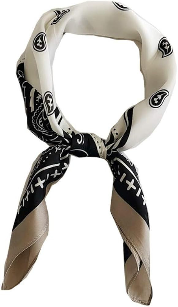 FONYVE Silk Feeling Scarf Medium Square Satin Head Scarf for Women 27.5 × 27.5 inches | Amazon (US)