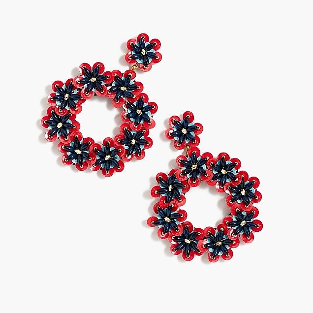 Bead and sequin drop-hoop earrings | J.Crew US