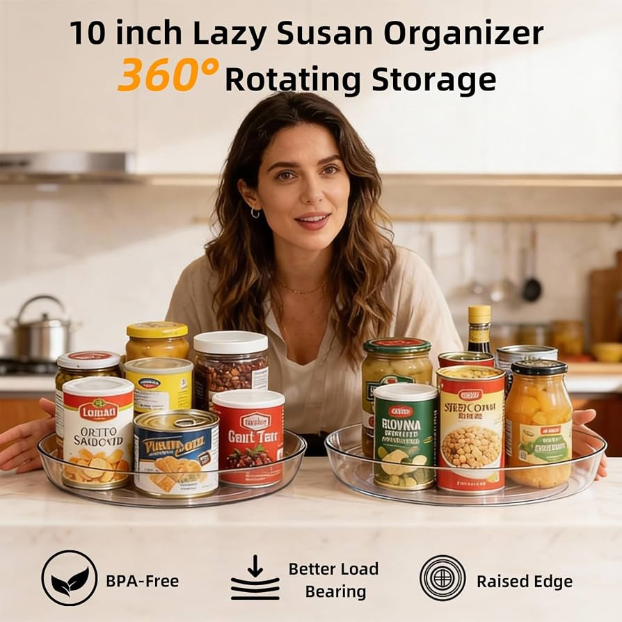 2 Pack Lazy Susan 10 inch Turntable for Spice Organization | Amazon (US)