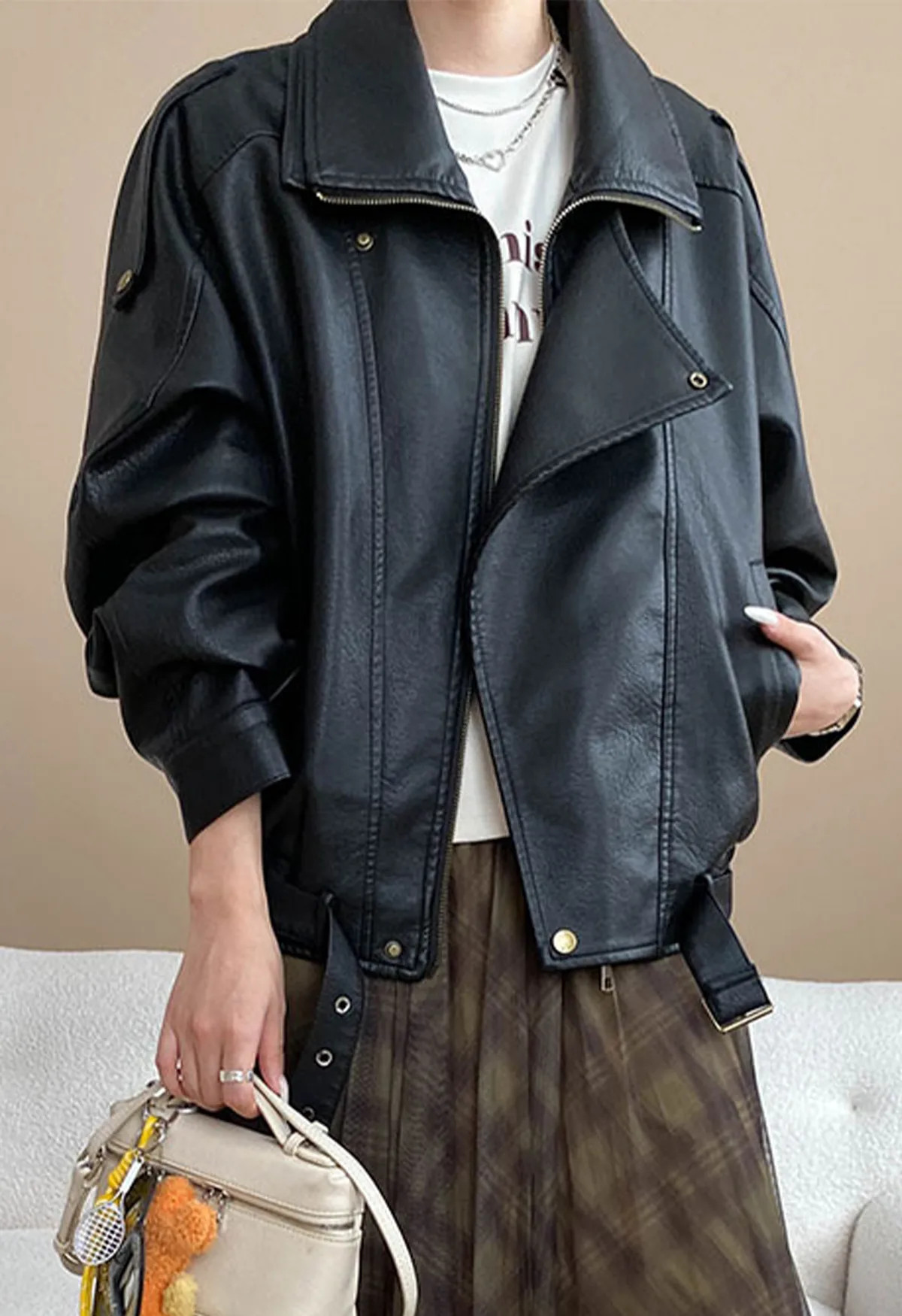 Understated Coolness Faux Leather Moto Jacket in Brown | Chicwish