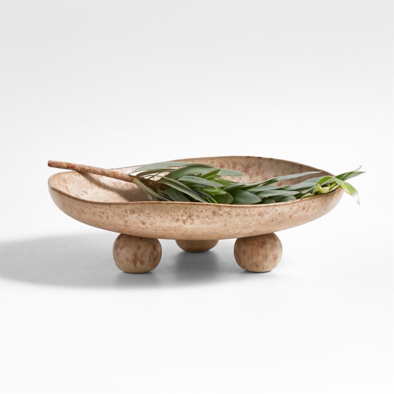 Ashanti Low Brown Ceramic Decorative Centerpiece Bowl by Eric Adjepong | Crate & Barrel | Crate & Barrel
