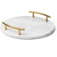 White & Grey Real Marble Tray With Gold Handles - Perfume For Vanity Chic Modern Round | Etsy (US)