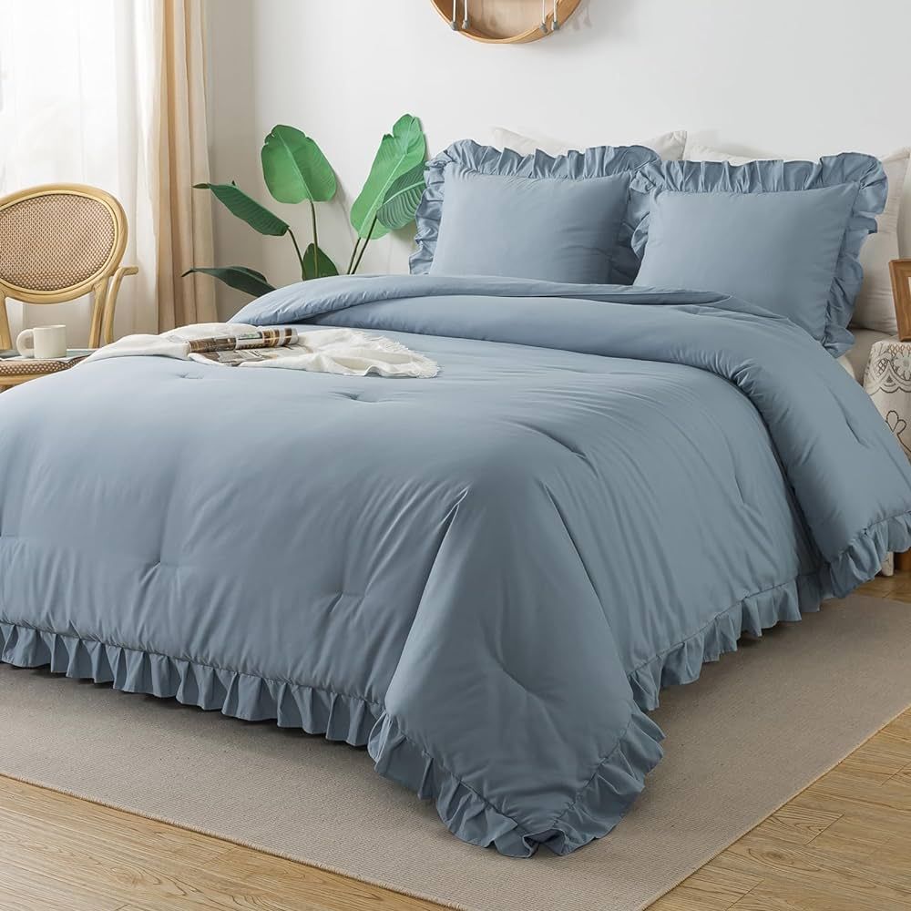 Andency Grayish Blue King Comforter Set(104x90Inch), 3 Pieces Lightweight Winter Summer Warm Fluf... | Amazon (US)
