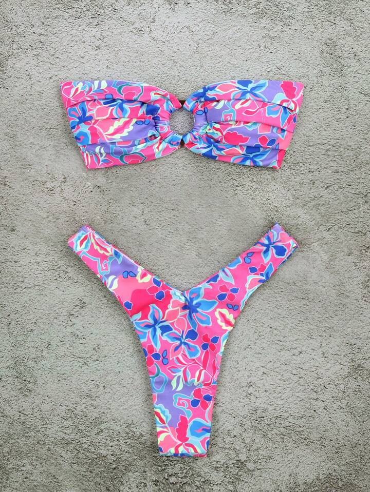 European And American Style Printed Low Waist Bikini Set | SHEIN