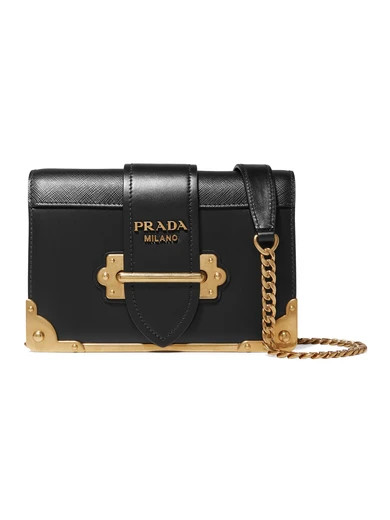 Prada - Cahier Mini Leather Shoulder Bag - Black | NET-A-PORTER (UK & EU)