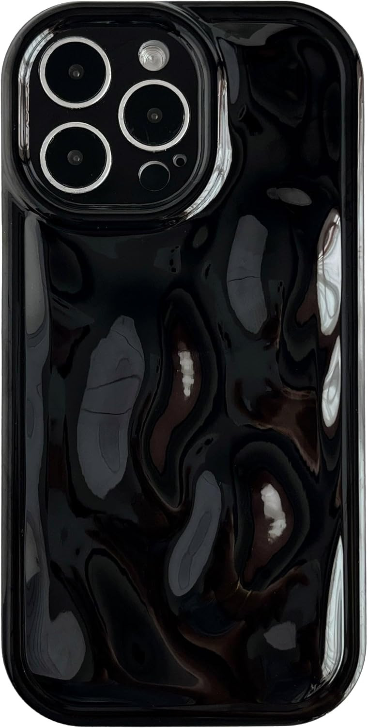 Caseative for iPhone 14 Pro Max Case, Water Ripple Wave Meteorite Bubble Pattern Chrome Plating S... | Amazon (US)