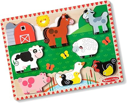 Melissa & Doug Farm Wooden Chunky Puzzle (8 pcs) - FSC Certified | Amazon (US)