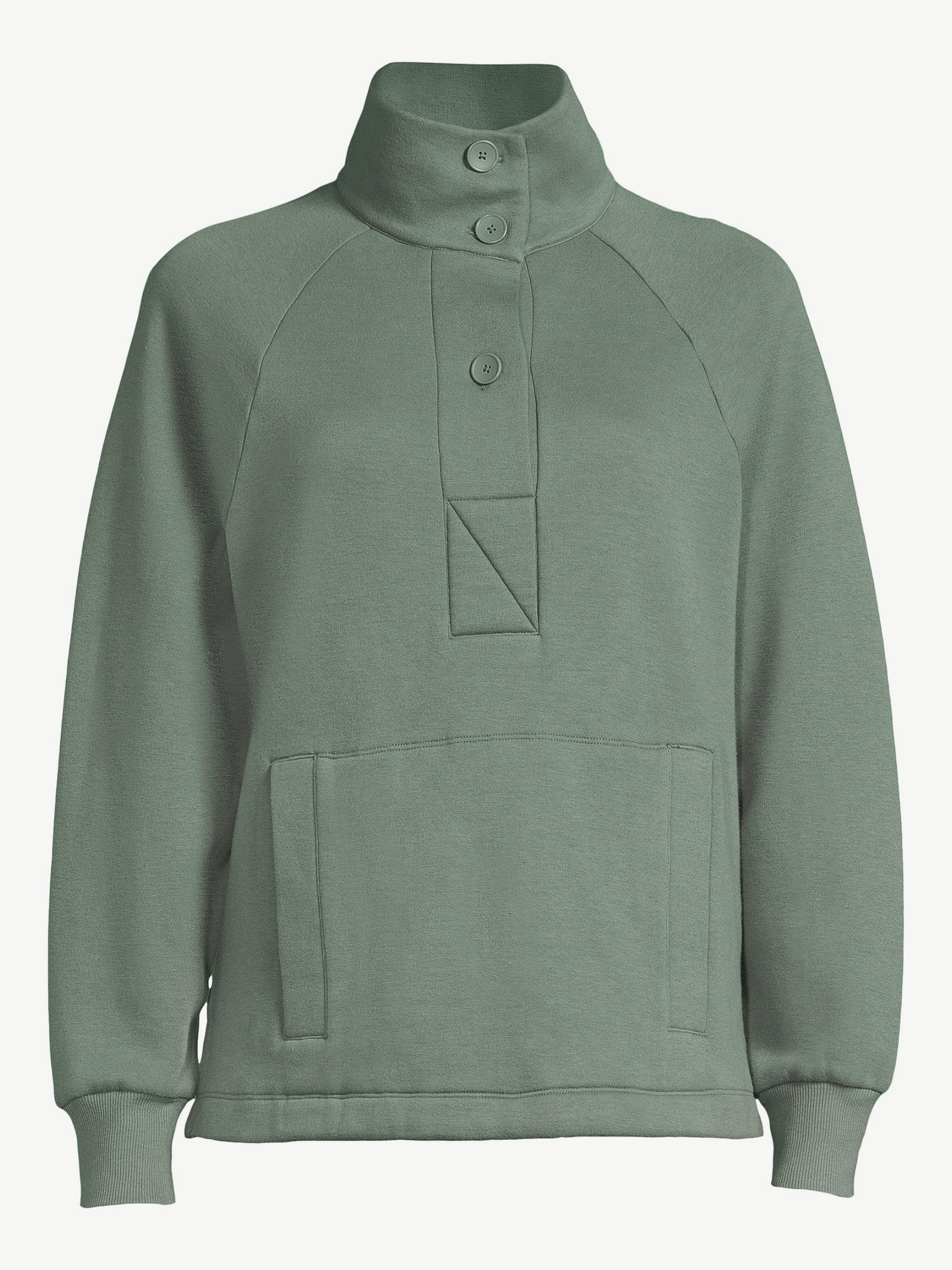 Free Assembly Women's Placket Popover Sweatshirt Top with Raglan Sleeves - Walmart.com | Walmart (US)