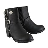 Milwaukee Leather MBL9405 Women's Black Boots with Side Zipper and Triple Buckle Adjustment - 6.0 | Amazon (US)