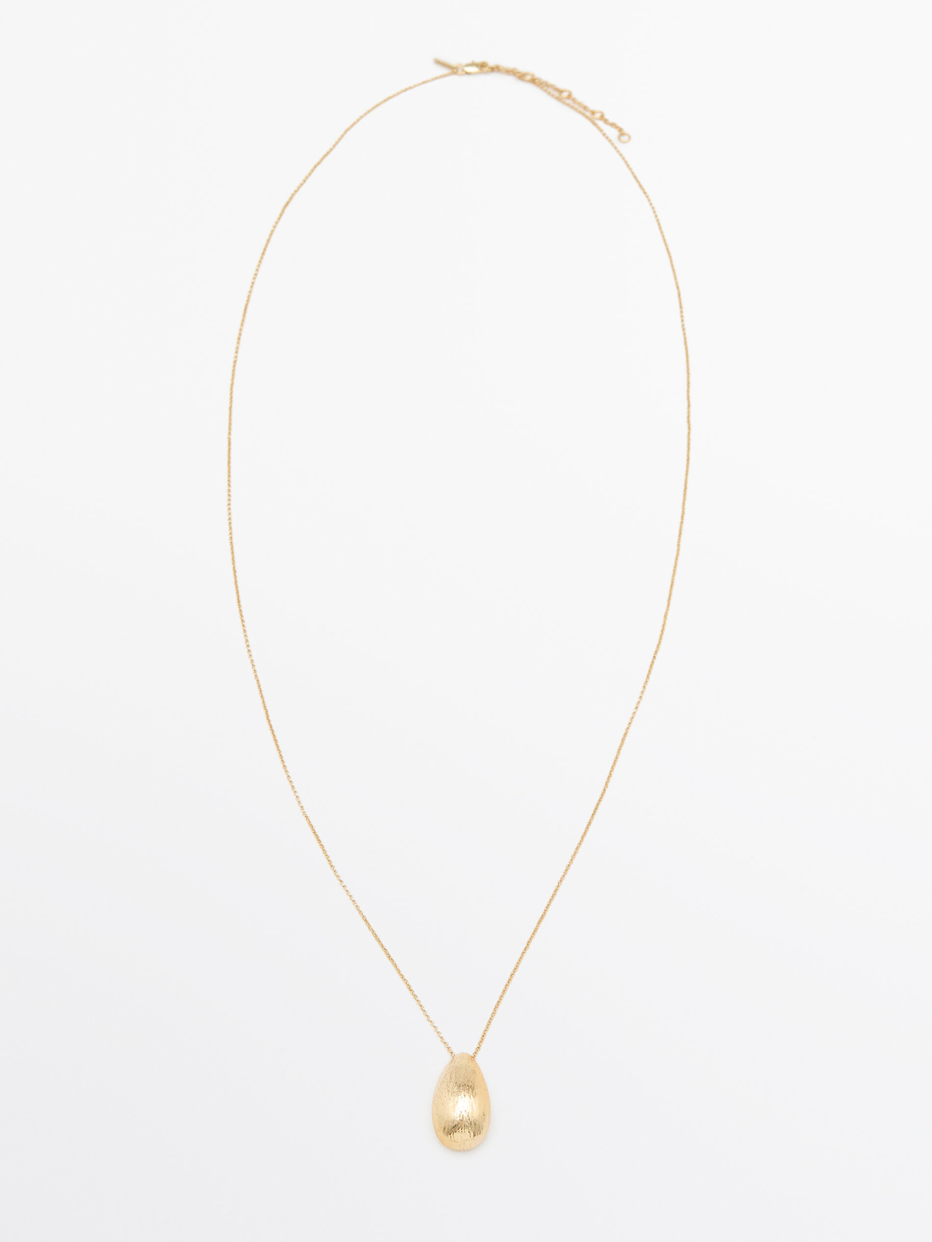 Chain necklace with textured droplet | Massimo Dutti UK