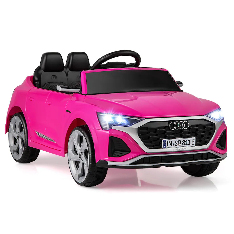 Costway - 12V Kids Ride On Car w/Remote Control 4 Wheels Suspension 3 Speeds LED Headlight - Pink | Best Buy U.S.