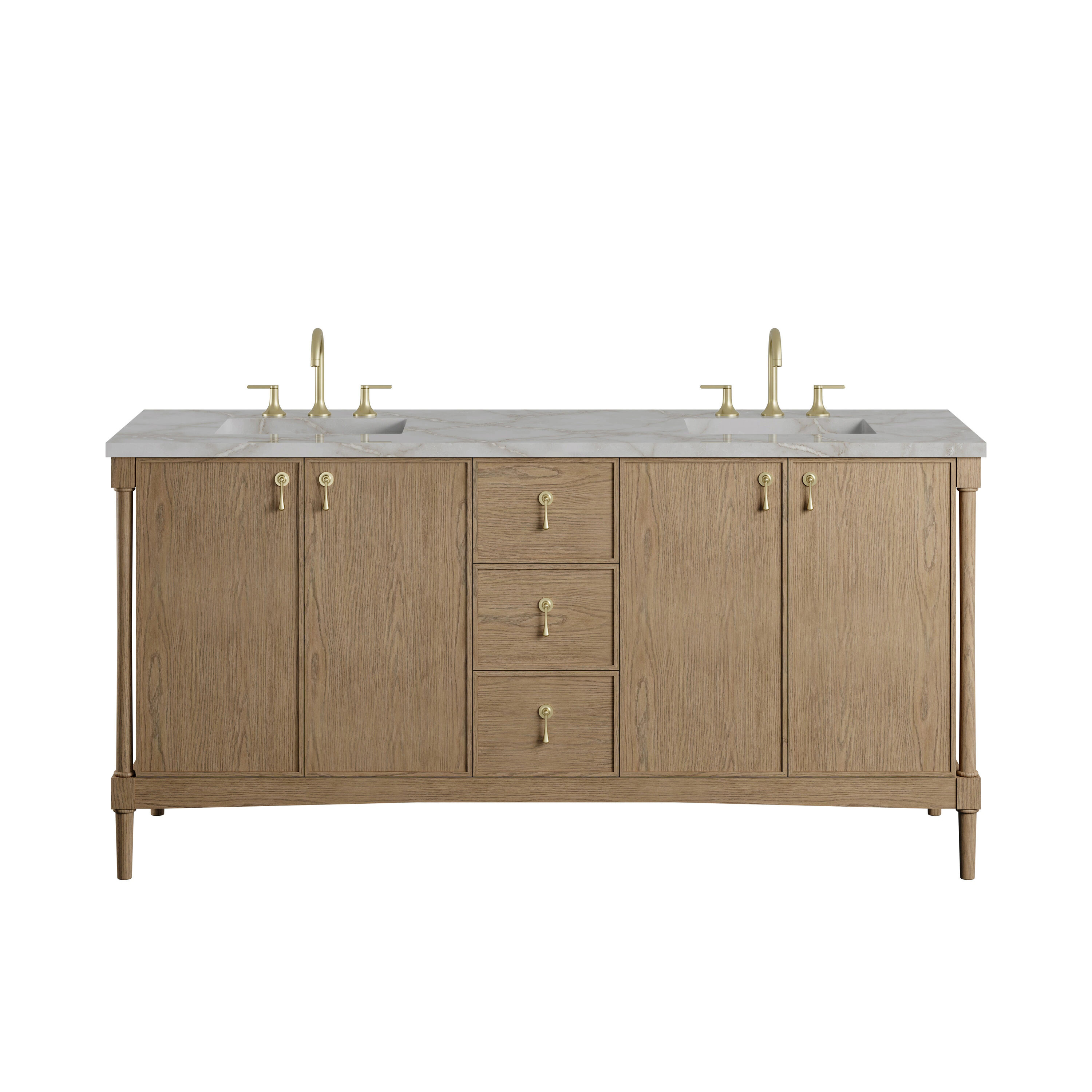 James Martin Vanities Kinnsden 72-in Weathered Oak Undermount Double Sink Bathroom Vanity with Victorian Silver Quartz Top in Brown | Lowe's