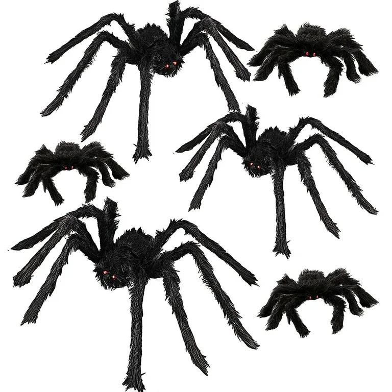 Halloween Spider Decorations, 6 Pcs Realistic Hairy Spiders Set, Scary Spider Props for Indoor, O... | Walmart (US)