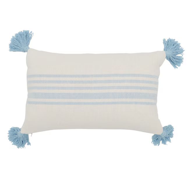 allen + roth Stripe pillow blue 20-in x 12-in Blue Oblong Indoor Decorative Pillow | Lowe's