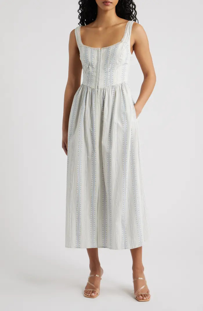 Majory Floral Stripe Cotton Dress | Nordstrom