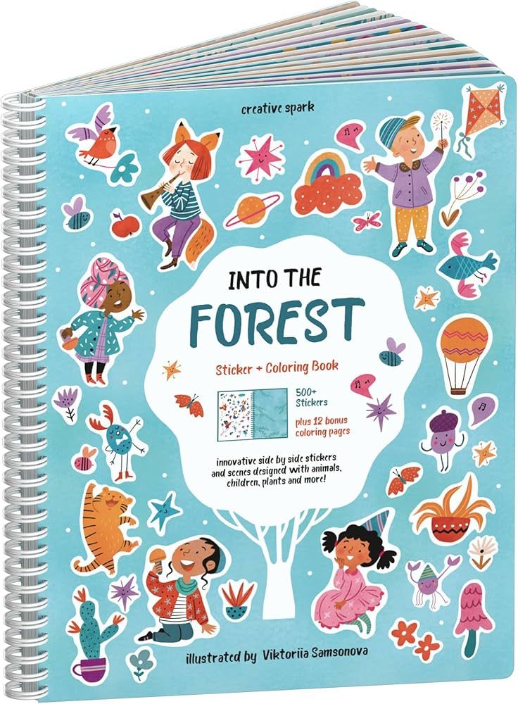 Into The Forest Stickers + Coloring Book by Cupkin: Innovative Side by Side Sticker Books Lays Fl... | Amazon (US)