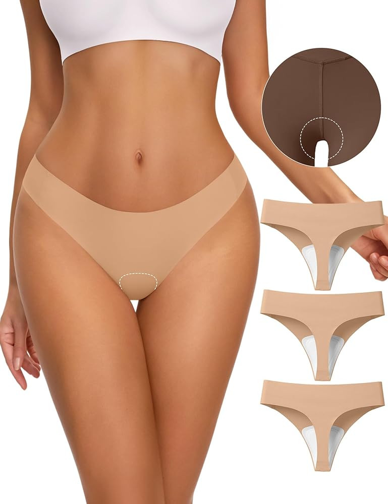 NIASOUL Thongs for Women Seamless Thong Panty Liners No Show Breathable G-Strings Workout Underwe... | Amazon (US)