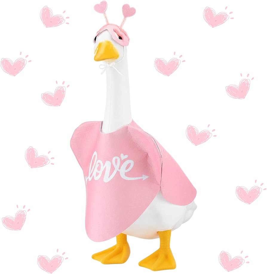 Valentine's Day Goose Outfit 23 Inch Valentines Porch Goose Clothes Love Decorative Glasses for P... | Amazon (US)