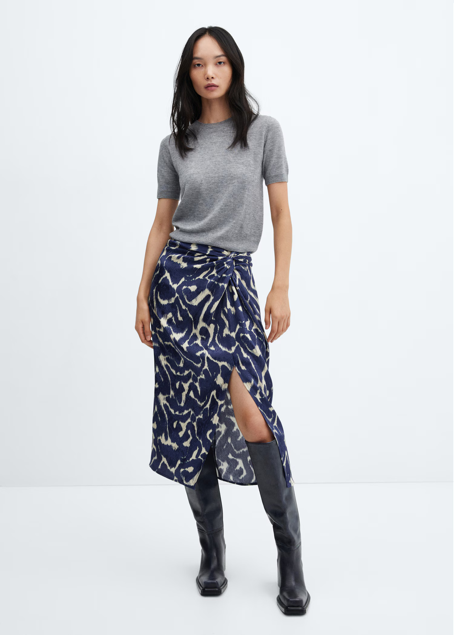 Knot printed skirt - Woman | MANGO USA | MANGO (US)