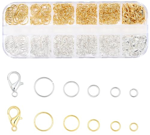 Amazon.com: KOPOX 5 Sizes Silver and Gold Open Jump Rings, 500PCS O Rings and Lobster Clasps, Sma... | Amazon (US)