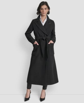 Women's Notch Collar Belted Wrap Coat | Macy's