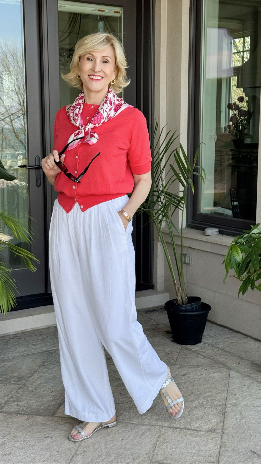 There’s something about a bold red knit that just instantly wakes up an outfit ❤️

This Ann Taylor look feels like the perfect balance of polished and relaxed — the vibrant red short sleeve sweater brings all the energy, while the linen pants keep things soft, airy, and effortless. And then that floral scarf… just the prettiest finishing touch to tie it all together.

It’s one of those outfits that feels put-together but still easy enough for everyday life, which is exactly what I’m always looking for these days.

#LTKOver40 #LTKSeasonal #LTKootd