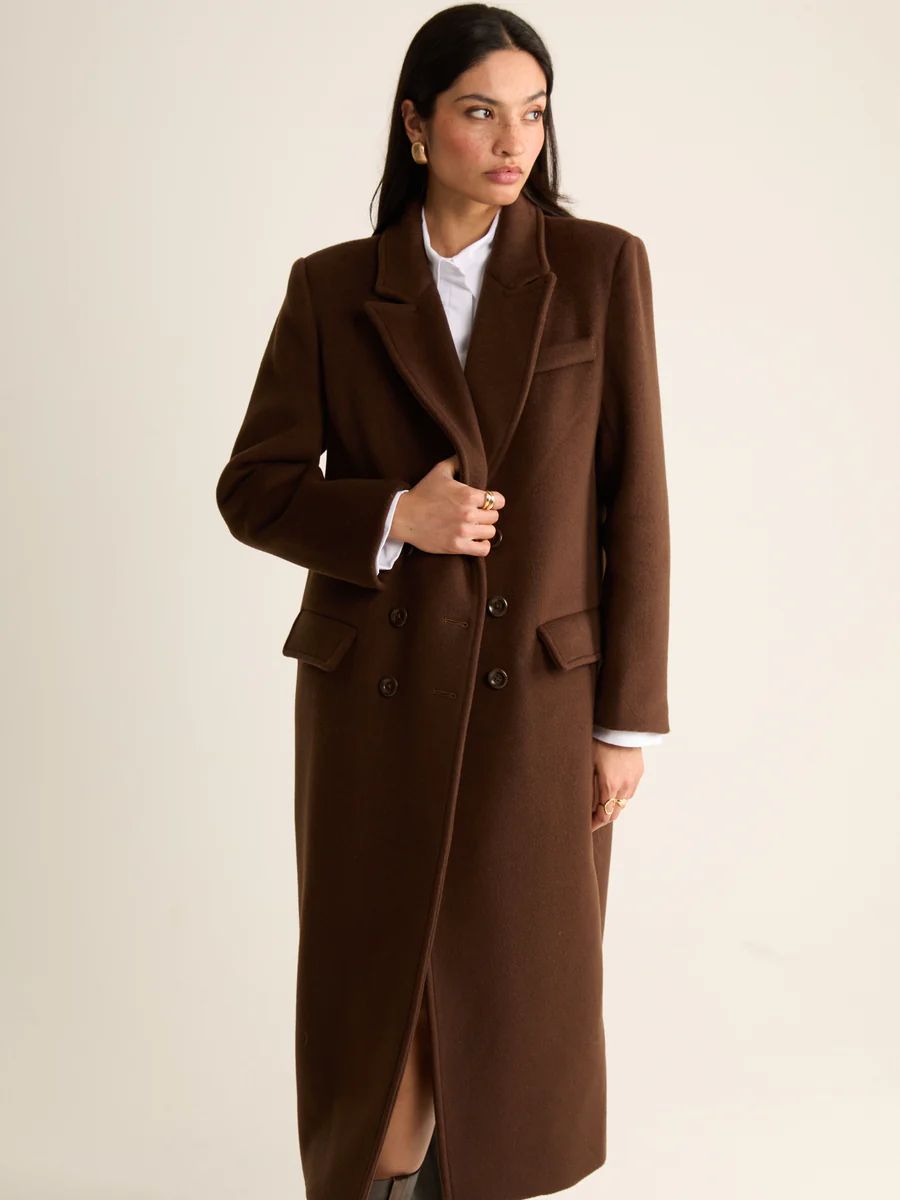 Brown Wool Straight Trench Coat | Jane and Tash Bespoke