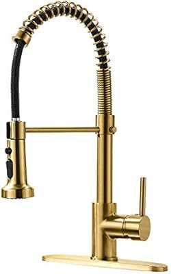 AIMADI Gold Kitchen Faucet with Pull Down Sprayer,Commercial Single Handle Brushed Gold Kitchen S... | Amazon (US)